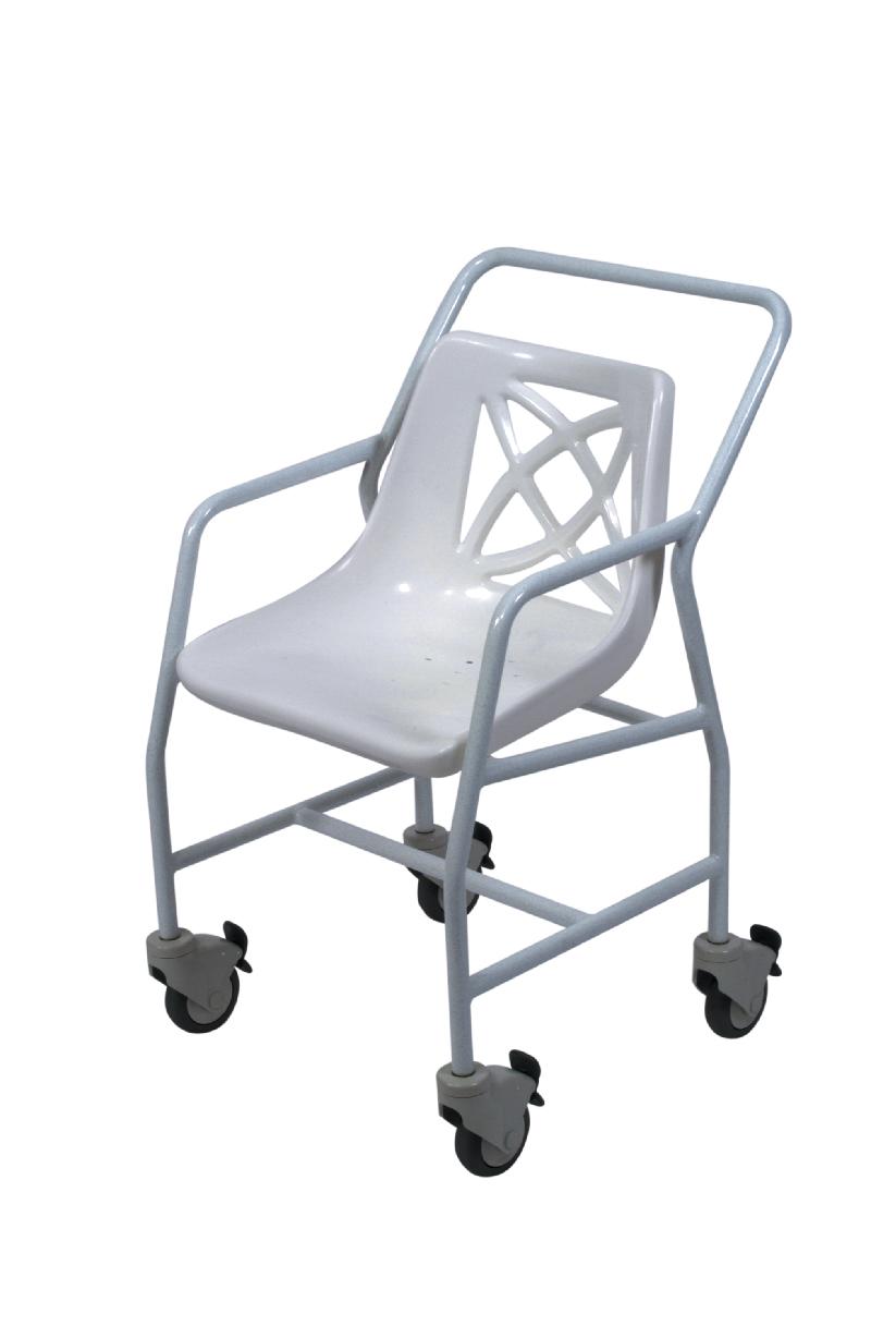 Mobile shower chair with adjustable height