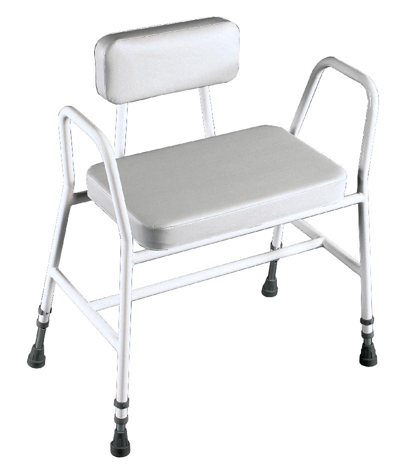 Extra Wide Perching Stool with Arms and Padded Back