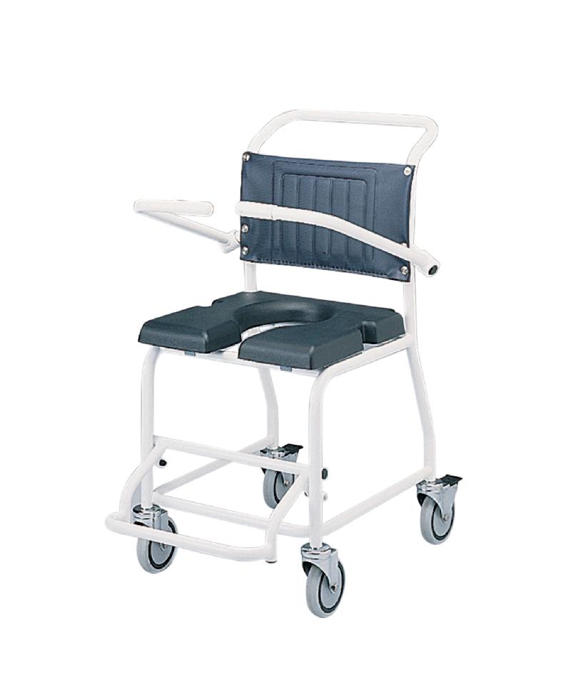 Attendant-propelled gull wing commode & shower chair